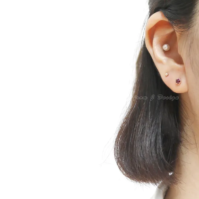 from J Shop Earrings Ruby Flower Ear Piercing