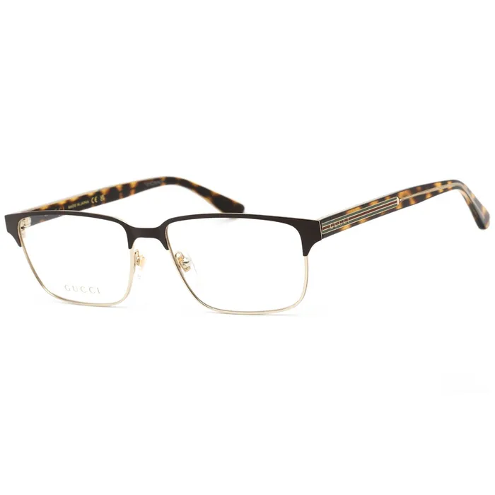 Gucci Mens Eyeglasses Full Rim BrownHavanaGold Rectangular Frame GG0383O 005 Gucci Earrings Gucci Mens Eyeglasses Full Rim BrownHavanaGold Rectangular Frame GG0383O 005 Gucci Earrings