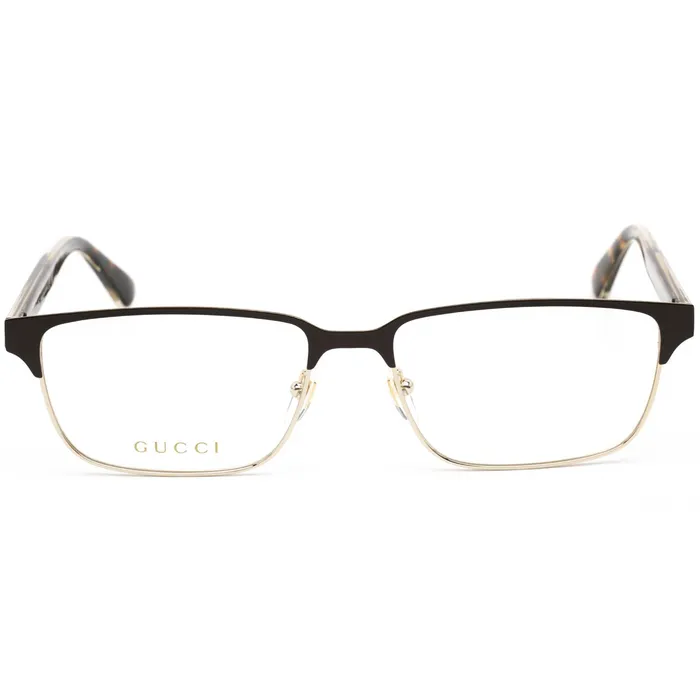 Gucci Mens Eyeglasses Full Rim BrownHavanaGold Rectangular Frame GG0383O 005 Gucci Earrings