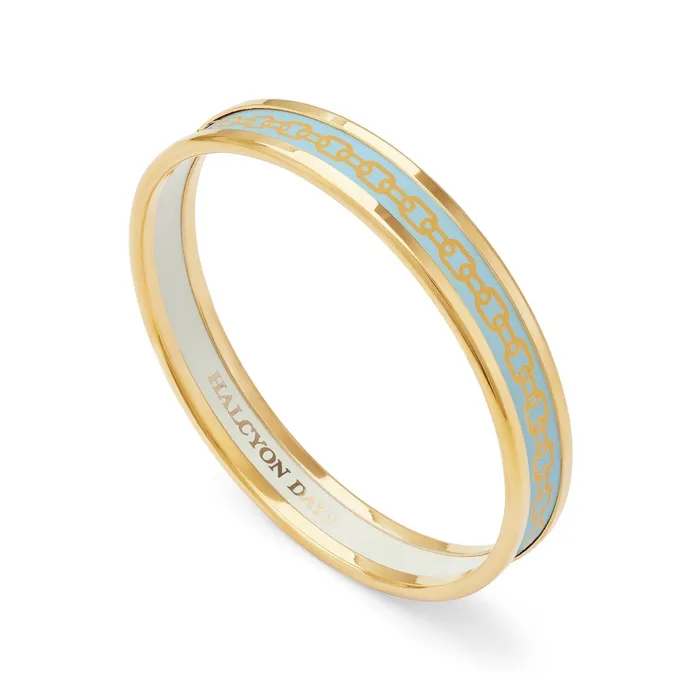Halcyon Days Skinny Chain ForgetMeNot Gold Enamel Bangle Halcyon Days Necklaces
