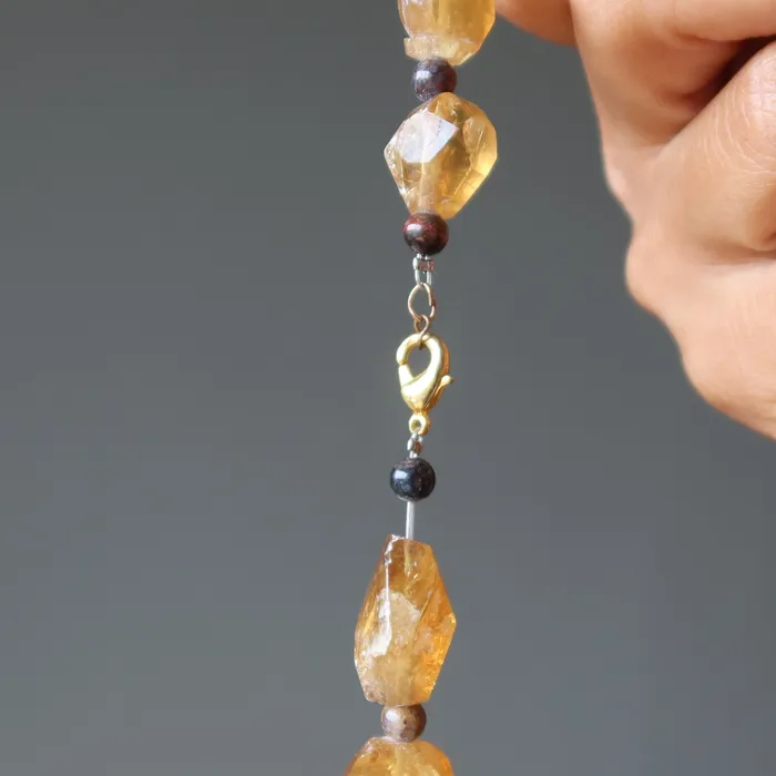 Honey Calcite Necklace Ambrosia Pietersite Yellow Gem Satin Crystals Necklaces