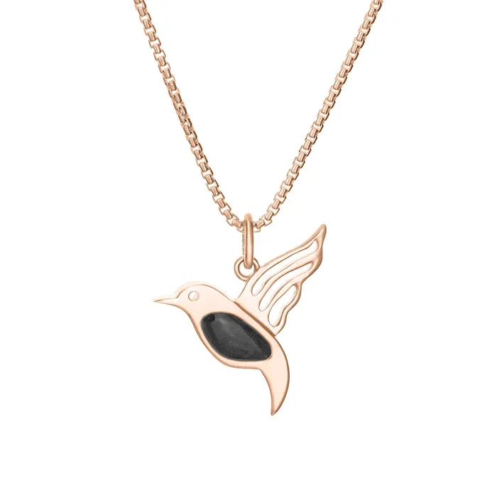 Hummingbird Cremation Necklace in 14K Rose Gold closebymejewelry Necklaces