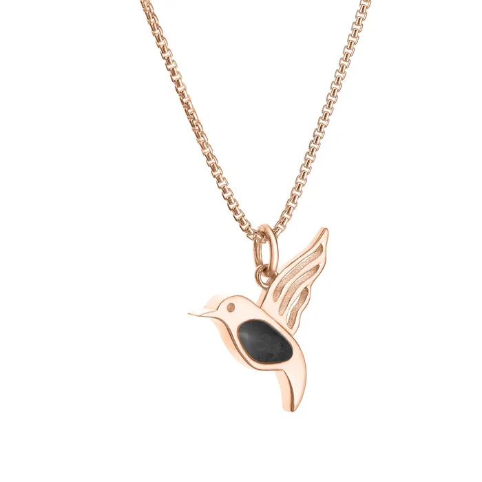 Hummingbird Cremation Necklace in 14K Rose Gold closebymejewelry Necklaces