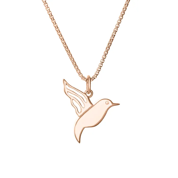Hummingbird Cremation Necklace in 14K Rose Gold closebymejewelry Necklaces