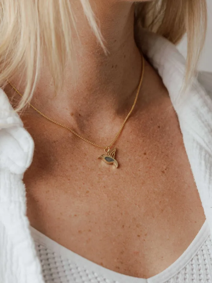 Hummingbird Cremation Necklace in 14K Rose Gold closebymejewelry Necklaces