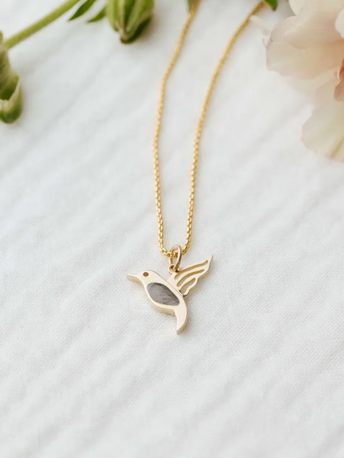 Hummingbird Cremation Necklace in 14K Rose Gold closebymejewelry Necklaces