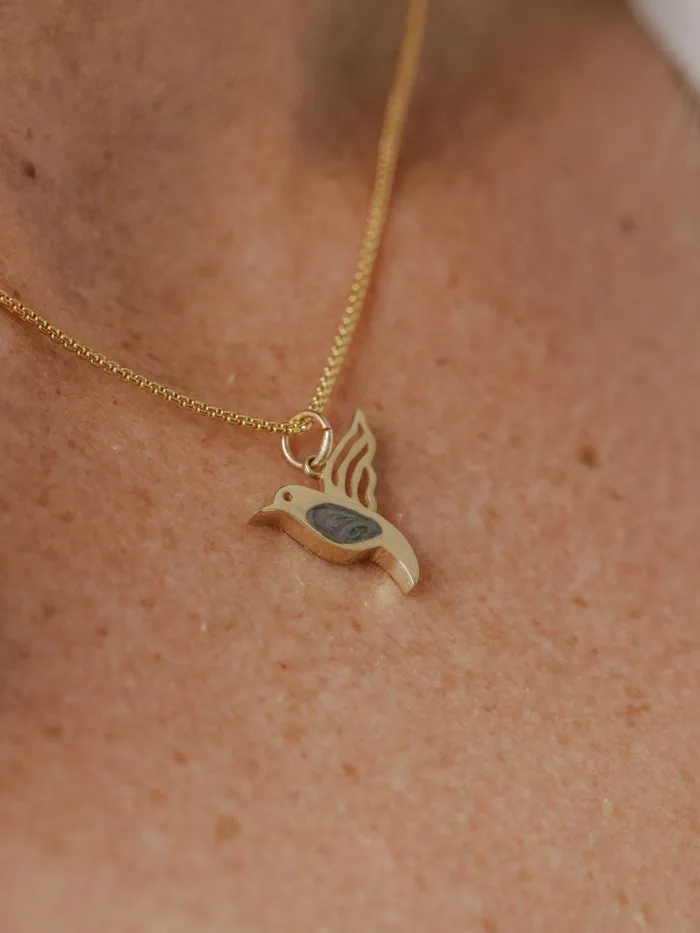 Hummingbird Cremation Necklace in 14K Rose Gold closebymejewelry Necklaces