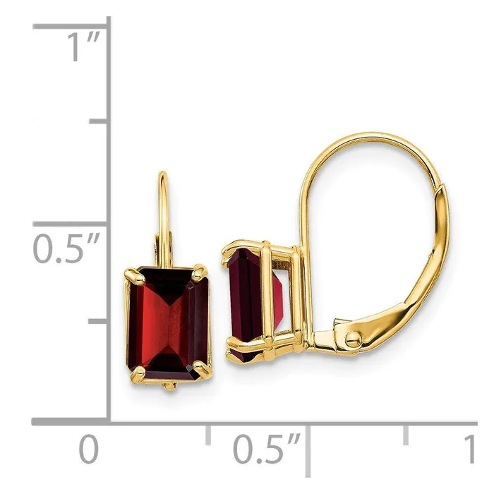 Jewelry Earrings 14k 7x5mm Emerald Cut Garnet Leverback Earrings Jewelry Earrings 14k 7x5mm Emerald Cut Garnet Leverback Earrings