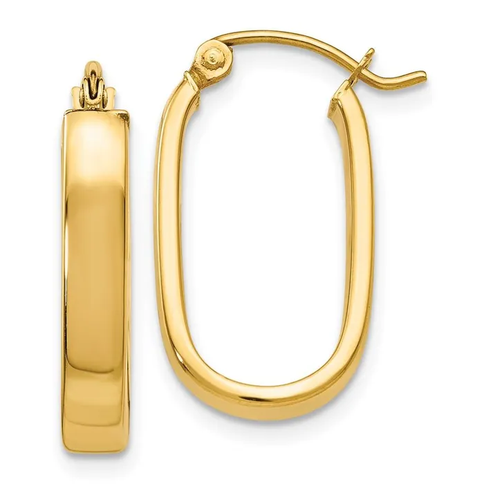 Jewelry Earrings 14k Polished 35mm Oval Hoop Earrings