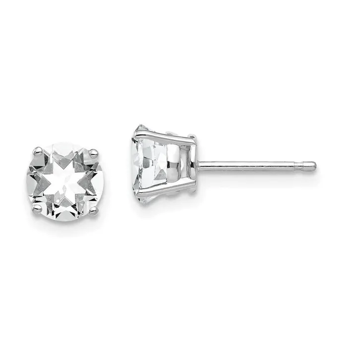 Jewelry Earrings 14k White Gold 6mm Cubic Zirconia Earrings