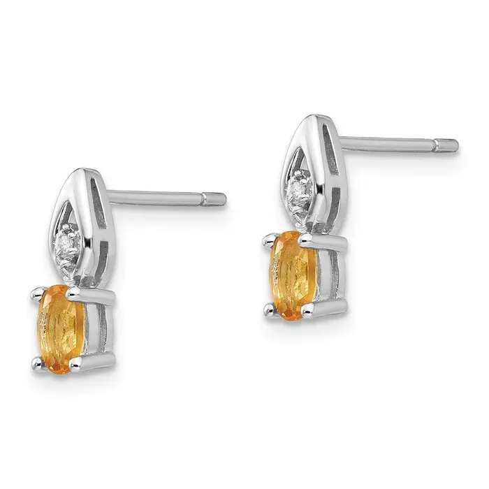 Jewelry Earrings 14k White Gold Citrine Diamond Earring Jewelry Earrings 14k White Gold Citrine Diamond Earring