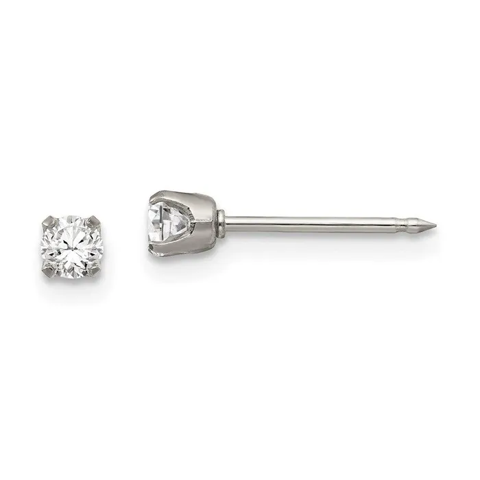 Jewelry Earrings Inverness Stainless Steel Polished 3mm CZ Post Earrings