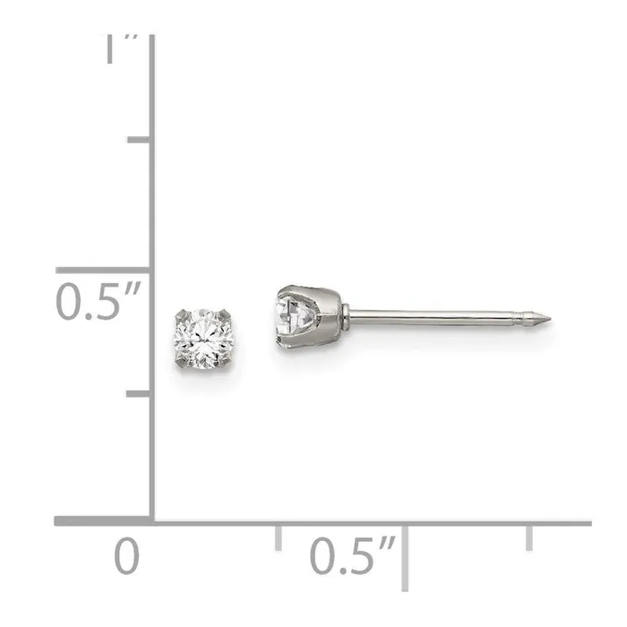 Jewelry Earrings Inverness Stainless Steel Polished 3mm CZ Post Earrings Jewelry Earrings Inverness Stainless Steel Polished 3mm CZ Post Earrings
