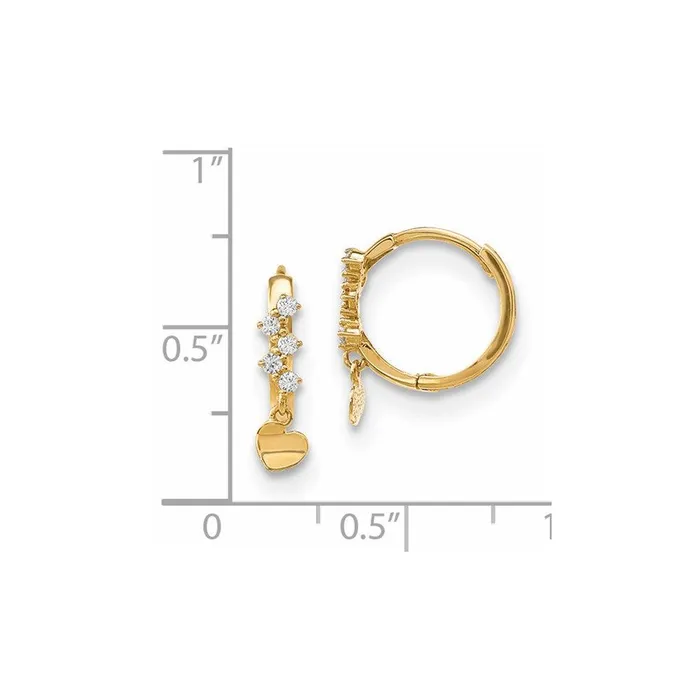 Jewelry Earrings Madi K Kids 14k CZ Heart Dangle Hinged Hoop Earrings Jewelry Earrings Madi K Kids 14k CZ Heart Dangle Hinged Hoop Earrings