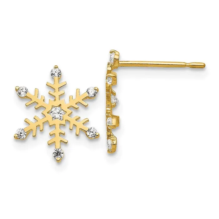 Jewelry Earrings Madi K Kids 14k CZ Snowflake Post Earrings