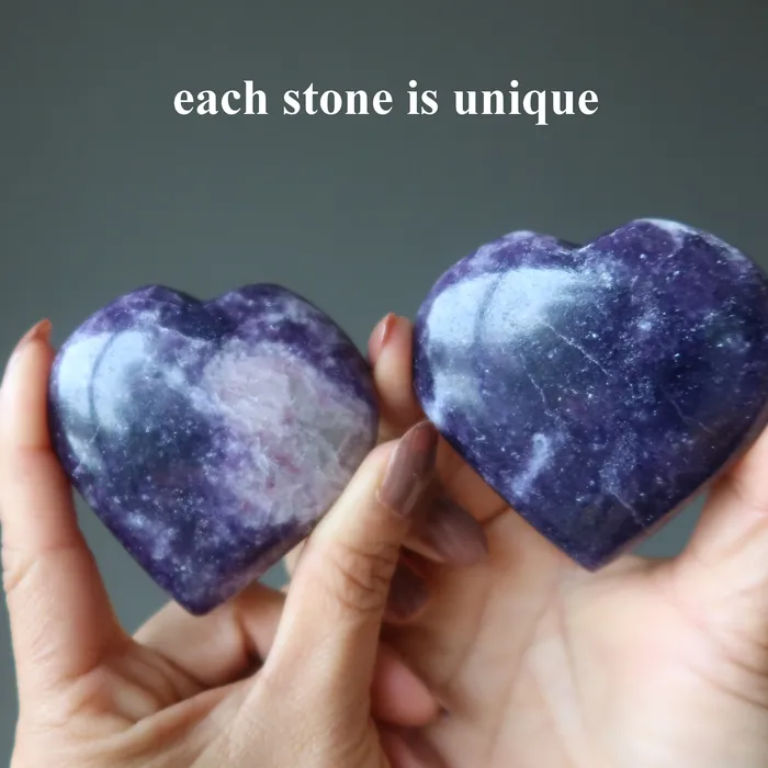 Lepidolite Heart Miracle Meditation Divine Purple Stone Satin Crystals Necklaces