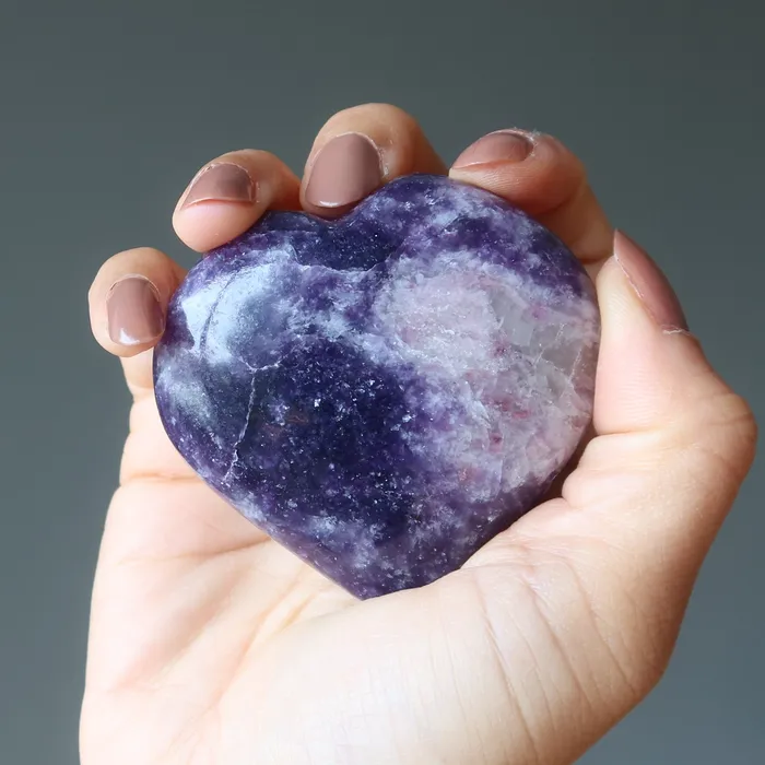 Lepidolite Heart Miracle Meditation Divine Purple Stone Satin Crystals Necklaces