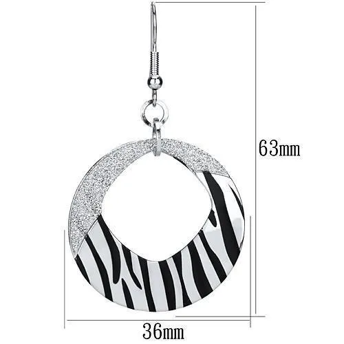 LO2702 Rhodium Iron Earrings with Epoxy in Jet Alamode Earrings