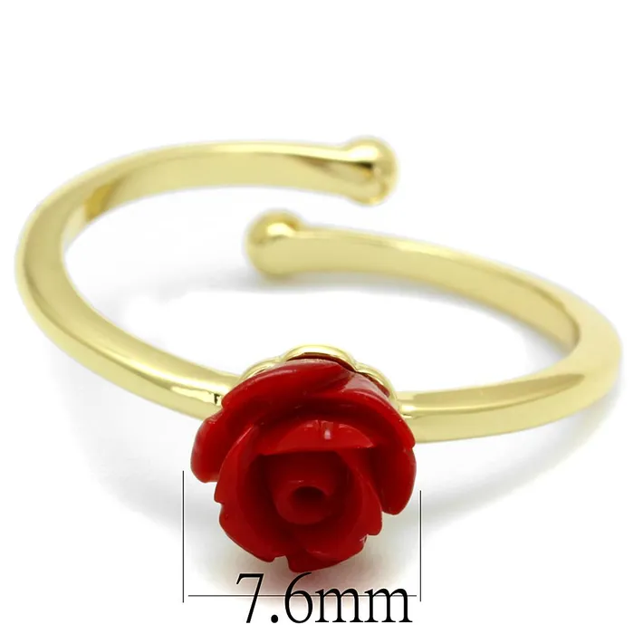 LO4058 Flash Gold Brass Ring with Synthetic Synthetic Stone in Siam Alamode Rings