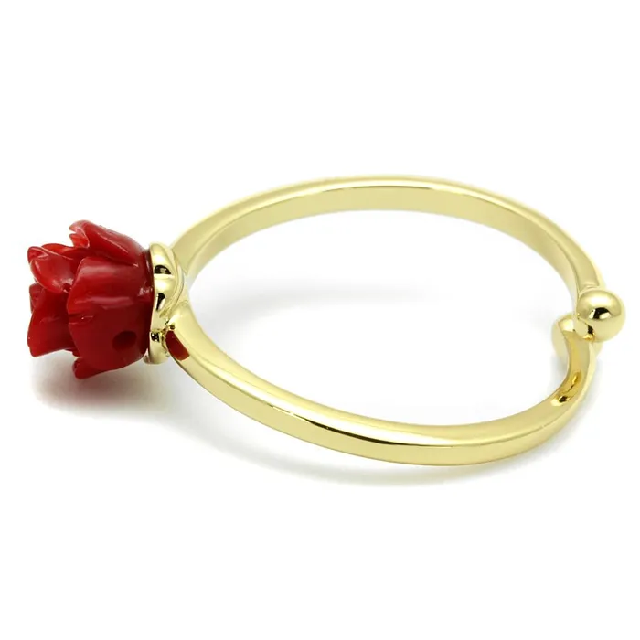LO4058 Flash Gold Brass Ring with Synthetic Synthetic Stone in Siam Alamode Rings