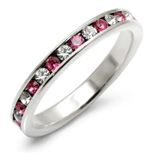 LOAS913 HighPolished 925 Sterling Silver Ring with Top Grade Crystal in Rose Alamode Rings LOAS913 HighPolished 925 Sterling Silver Ring with Top Grade Crystal in Rose Alamode Rings