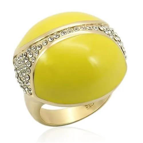 LOS184 Gold 925 Sterling Silver Ring with Top Grade Crystal in Clear Alamode Rings LOS184 Gold 925 Sterling Silver Ring with Top Grade Crystal in Clear Alamode Rings
