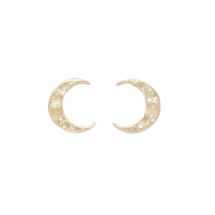 Luana Coonen Tiny Gold Crescent Moon Studs Earrings