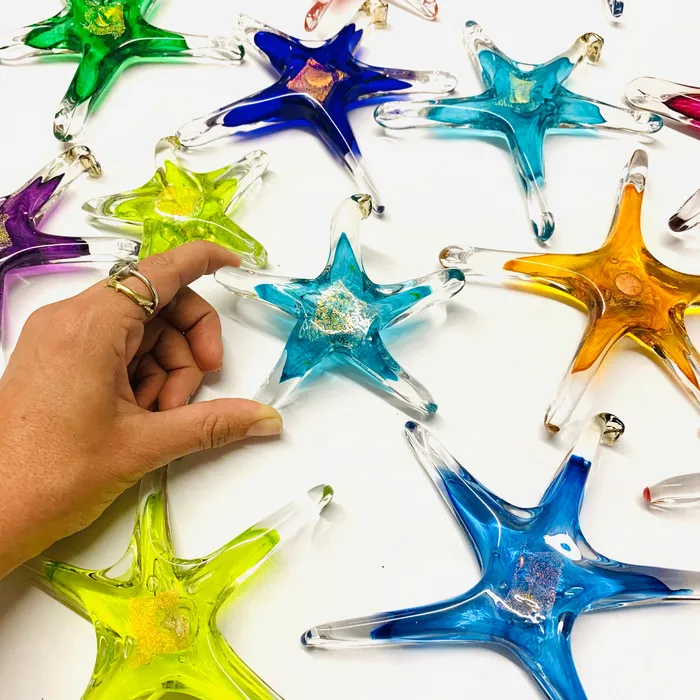 Luke Adams Glass Blowing Studio Necklaces August Birthstone Hanging Star Luke Adams Glass Blowing Studio Necklaces August Birthstone Hanging Star