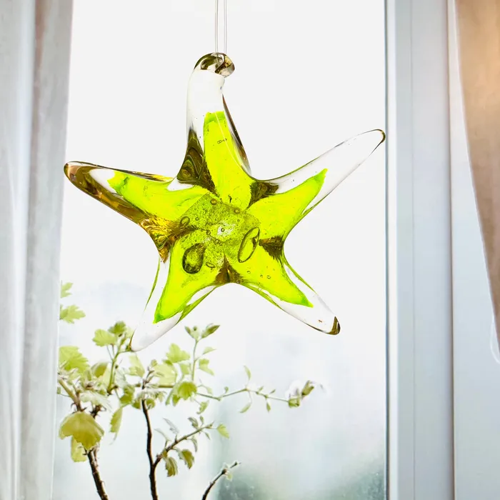 Luke Adams Glass Blowing Studio Necklaces August Birthstone Hanging Star Luke Adams Glass Blowing Studio Necklaces August Birthstone Hanging Star