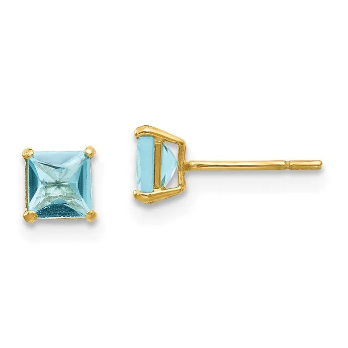 Madi K Kids 14k Blue Topaz 4mm Square Post Earrings Jewelry Earrings
