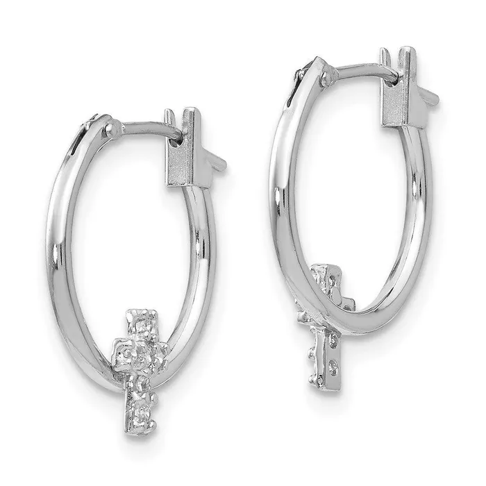 Madi K Kids 14k White Gold CZ Cross Hoop Earrings Jewelry Earrings Madi K Kids 14k White Gold CZ Cross Hoop Earrings Jewelry Earrings