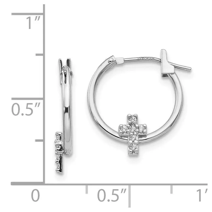 Madi K Kids 14k White Gold CZ Cross Hoop Earrings Jewelry Earrings Madi K Kids 14k White Gold CZ Cross Hoop Earrings Jewelry Earrings
