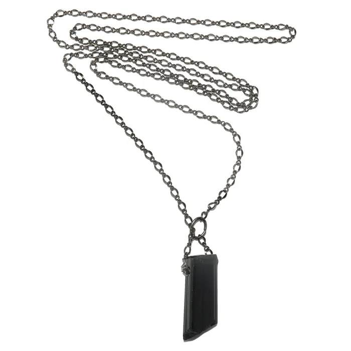 Necklaces Black Tourmaline Necklace Rough n Rugged Protection Stone Satin Crystals Necklaces Black Tourmaline Necklace Rough n Rugged Protection Stone Satin Crystals