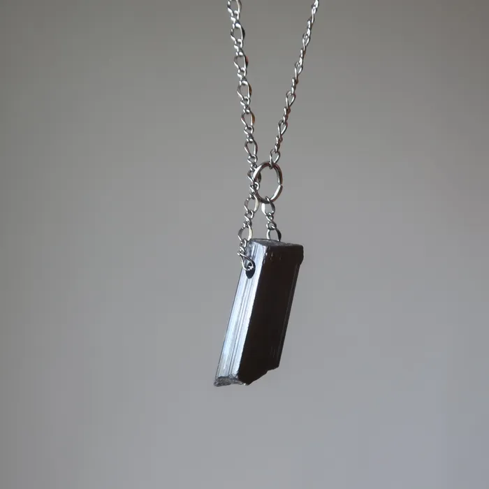 Necklaces Black Tourmaline Necklace Rough n Rugged Protection Stone Satin Crystals
