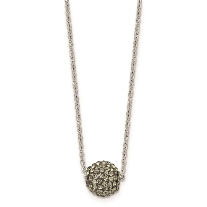 Necklaces Chisel Stainless Steel Polished Black Enamel wCrystals w2in ext Necklace Necklaces Chisel Stainless Steel Polished Black Enamel wCrystals w2in ext Necklace