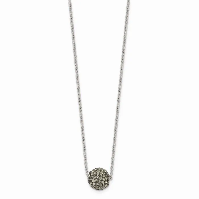 Necklaces Chisel Stainless Steel Polished Black Enamel wCrystals w2in ext Necklace Necklaces Chisel Stainless Steel Polished Black Enamel wCrystals w2in ext Necklace