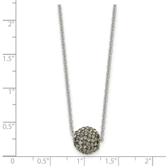 Necklaces Chisel Stainless Steel Polished Black Enamel wCrystals w2in ext Necklace Necklaces Chisel Stainless Steel Polished Black Enamel wCrystals w2in ext Necklace