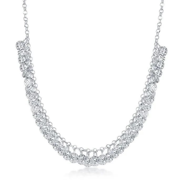 Necklaces Classic Sterling Silver DiamondCut Dangling Discs Necklace