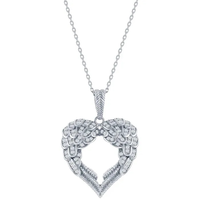 Necklaces Classic Womens Pendant sterling Silver Angel Wings Heart K9018 Classic Necklaces Classic Womens Pendant sterling Silver Angel Wings Heart K9018 Classic
