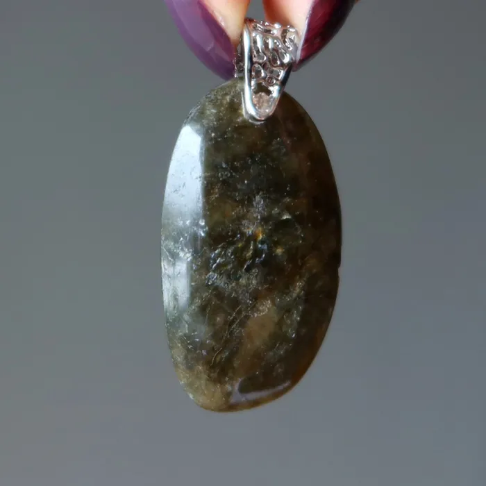 Necklaces Satin Crystals Labradorite Pendant Down to Earth Moon Magic Silver