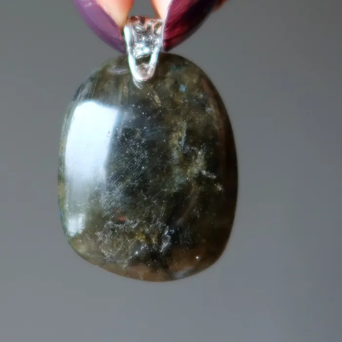Necklaces Satin Crystals Labradorite Pendant Down to Earth Moon Magic Silver