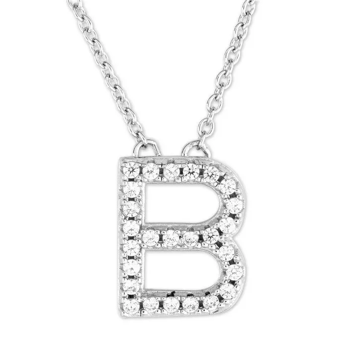 Necklaces Sterling Silver Micro Pave B Pendant Necklace Classic