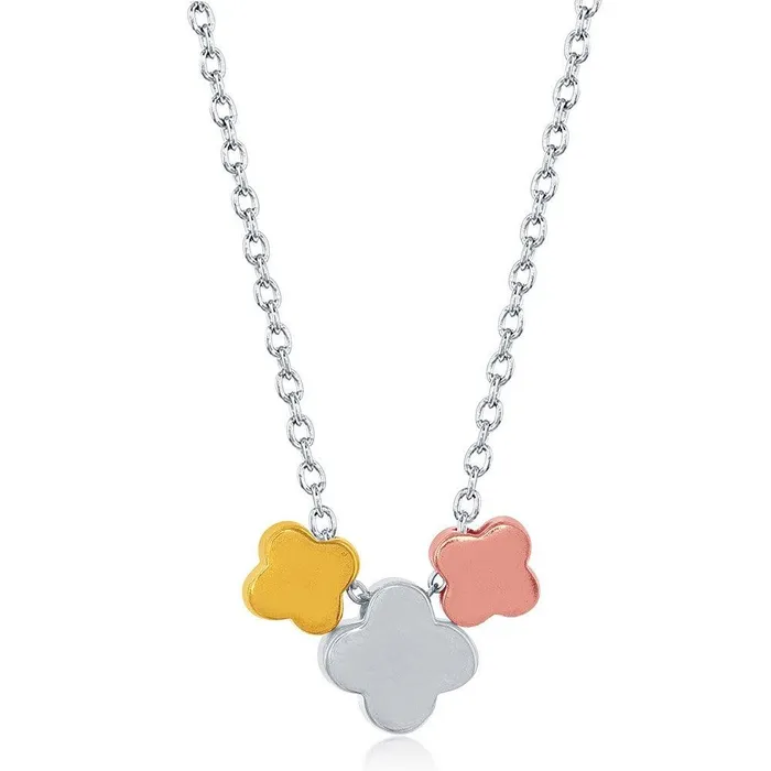 Necklaces Sterling Silver Multicolor Triple Clover Necklace Classic