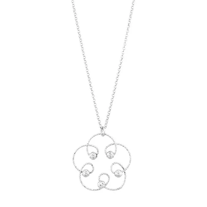 Necklaces Sterling Silver Open Diamond Cut Flower Necklace Classic