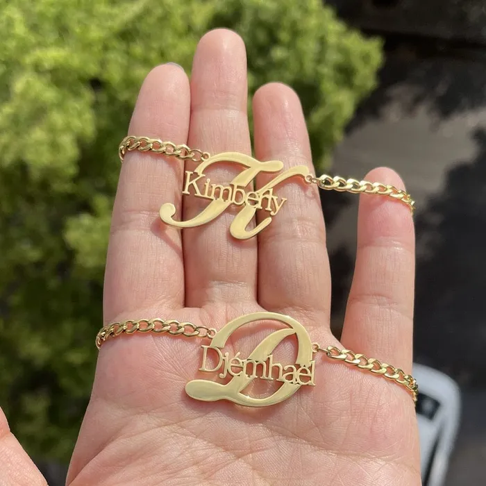 Necklaces VVS Jewelry Custom Name and Initial Kids Necklace