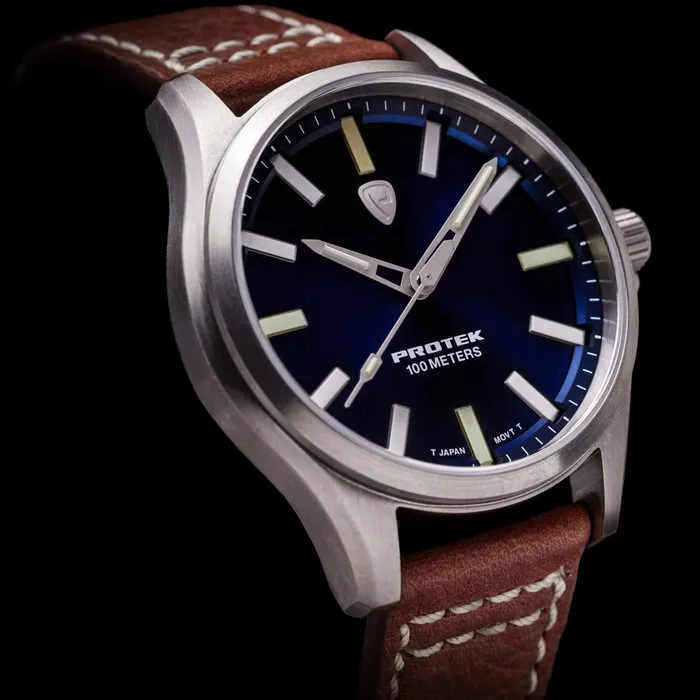 Protek Watches Protek Unisex Watch Field Series Japanese Quartz Blue Dial Leather Strap 3003 Protek Watches Protek Unisex Watch Field Series Japanese Quartz Blue Dial Leather Strap 3003