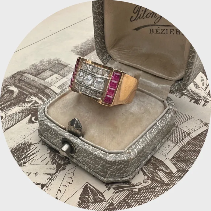 Rings 21stfinds Retro Ruby Diamond Tank Ring