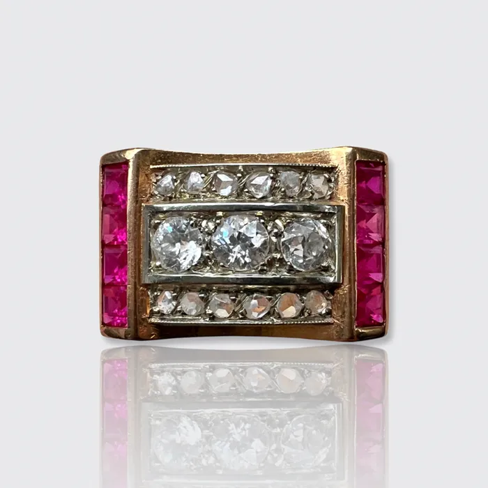 Rings 21stfinds Retro Ruby Diamond Tank Ring