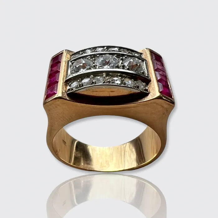 Rings 21stfinds Retro Ruby Diamond Tank Ring