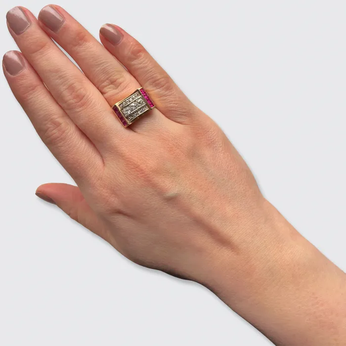 Rings 21stfinds Retro Ruby Diamond Tank Ring